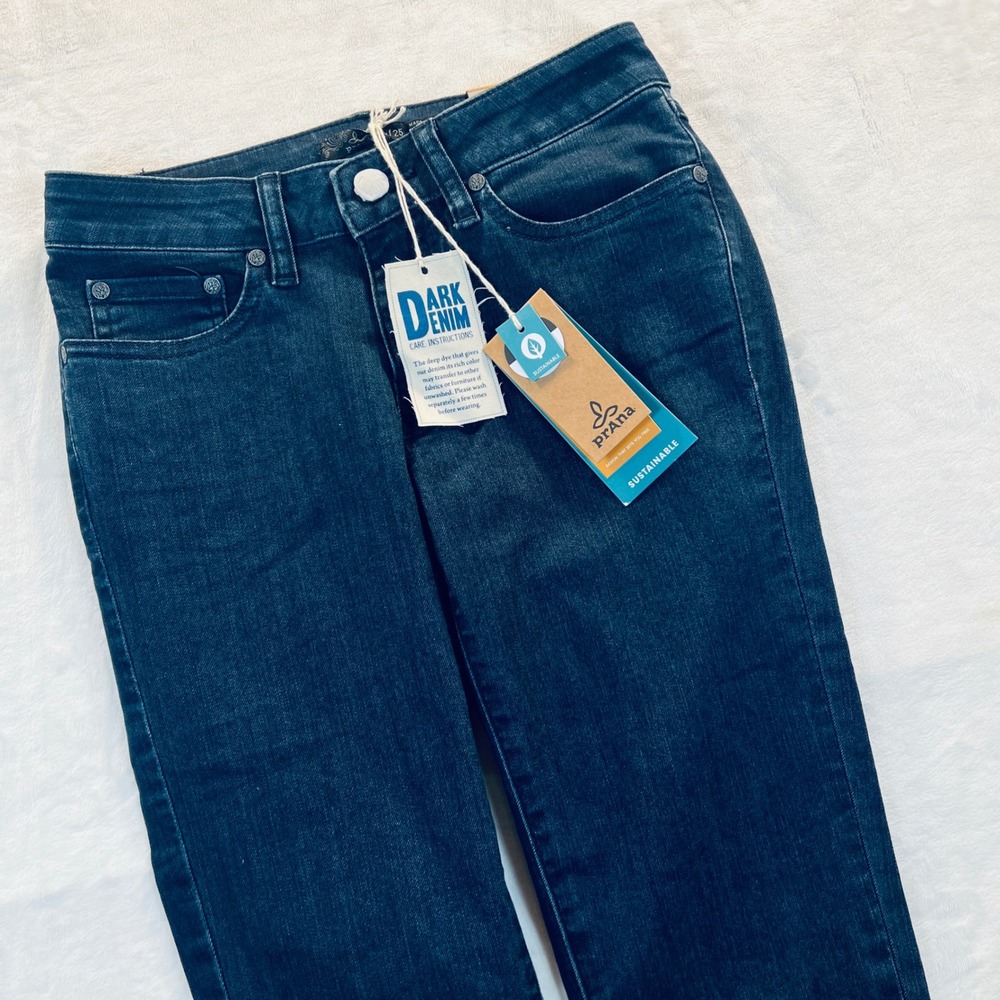 Prana Kayla Jean Tall Inseam Indigo Dark Wash Denim W4117TL02 Womens 0 25 x 36